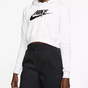 Nike Women's Sportswear Essential White Cropped Hoodie XS